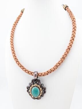 Carolyn Pollack Sterling Silver 925 and Turquoise Enhancer Pendant Necklace